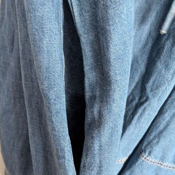 Free people blue long maxi denim dress pleated size s pinafore - Picture 4 of 7